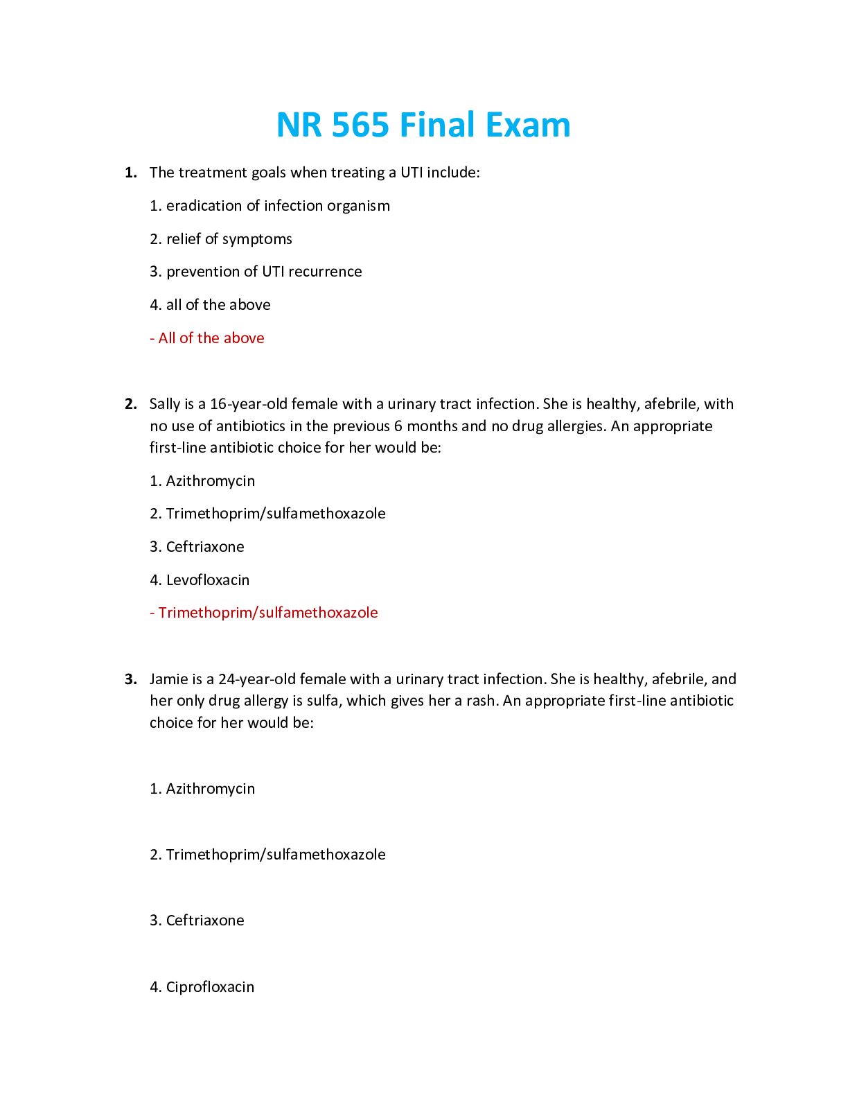 Preview image for NR 565 Final Exam / NR565 Final Exam Review (Latest 2021/2022) Chamberlain